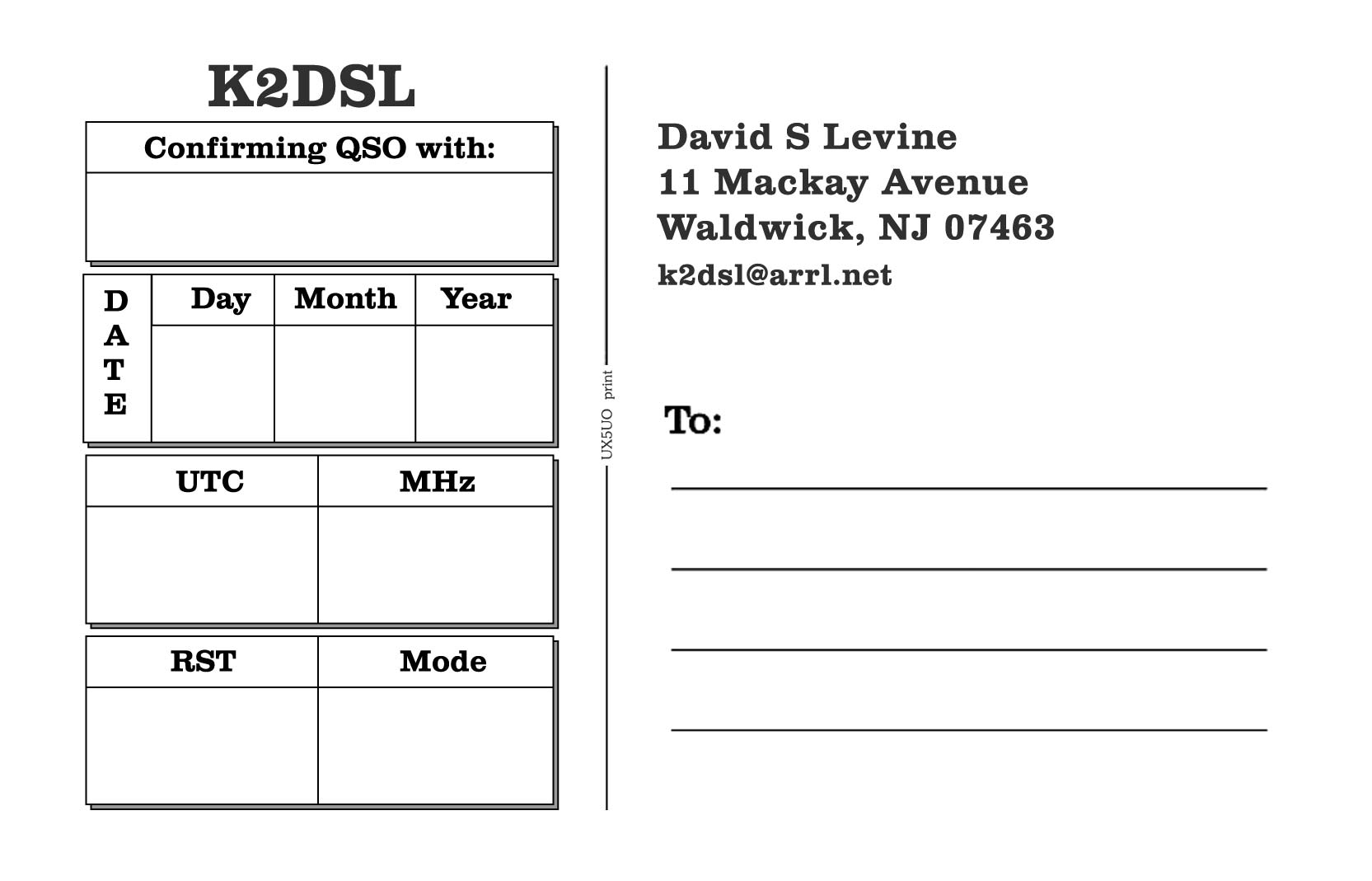 New QSL Card Design  K22DSL Inside Qsl Card Template